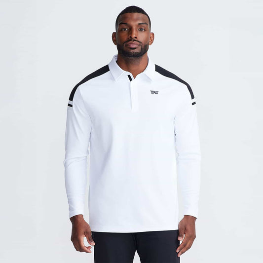 Men's Long Sleeve Knit Shoulder Panel Polo - PXG