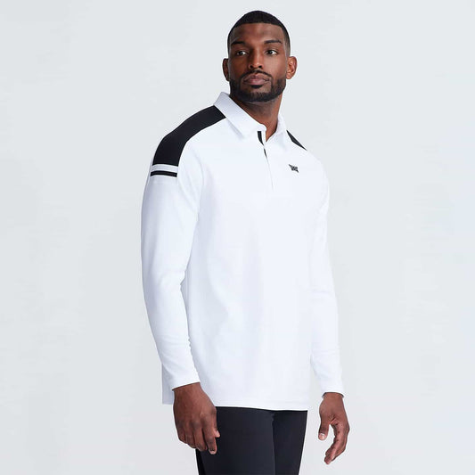 Men's Long Sleeve Knit Shoulder Panel Polo - PXG