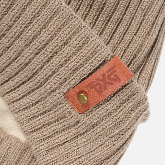 Rib Knit Cuff Beanie - Taupe/Rust - One Size - PXG