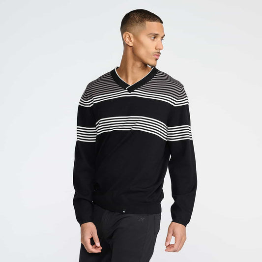 Men's Multi-Striped V-Neck Sweater - PXG