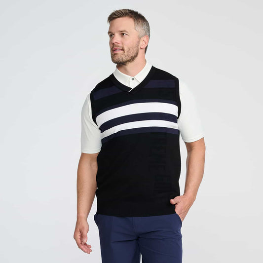 Men's V-Neck Color Block Knitted Vest - PXG