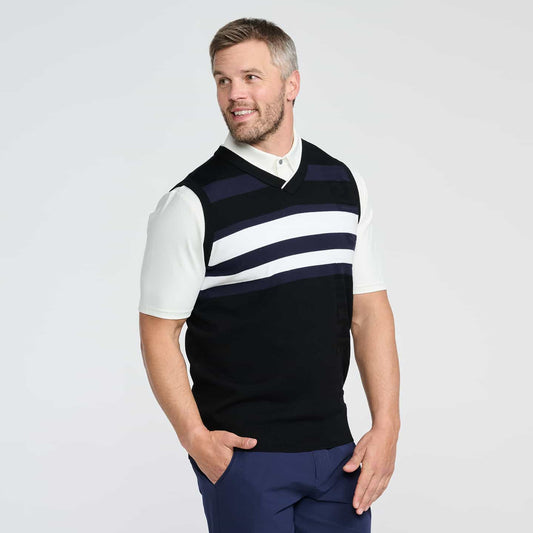 Men's V-Neck Color Block Knitted Vest - PXG