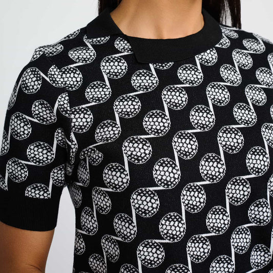 Women's Golf Ball Motif Knitted Top - PXG