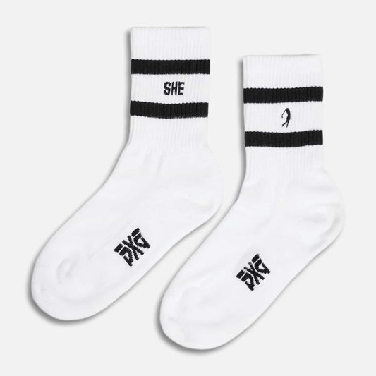 Women's #Shegolfs Crew Socks - White - One Size - PXG