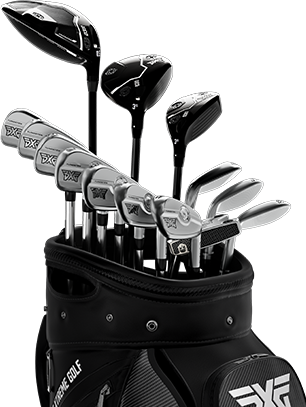 Full Gen6 golf club set inside a PXG golf bag