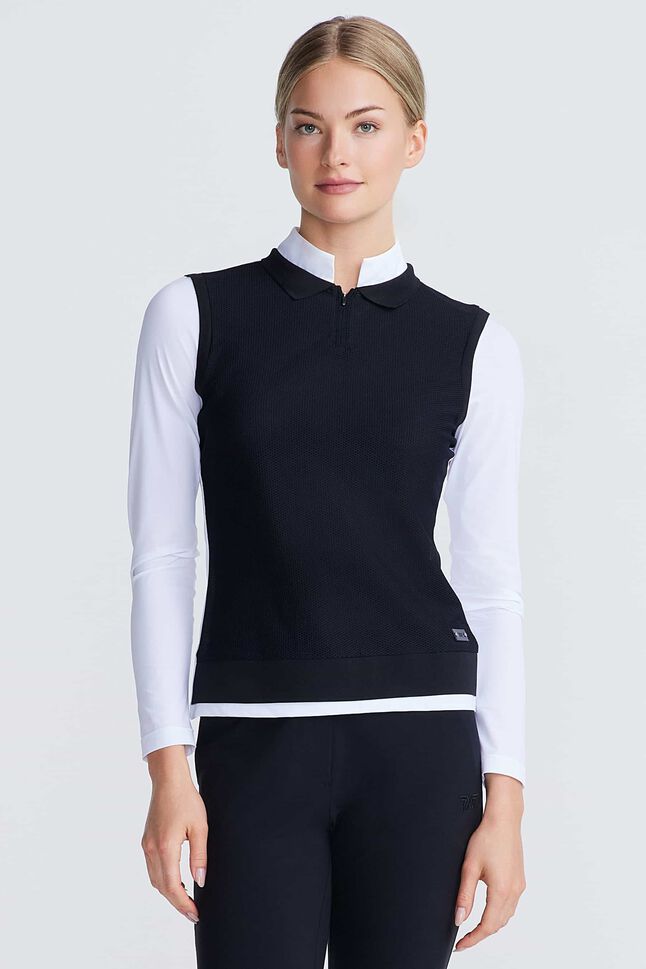 Women's Two-in-One Knitted Vest Mock Neck