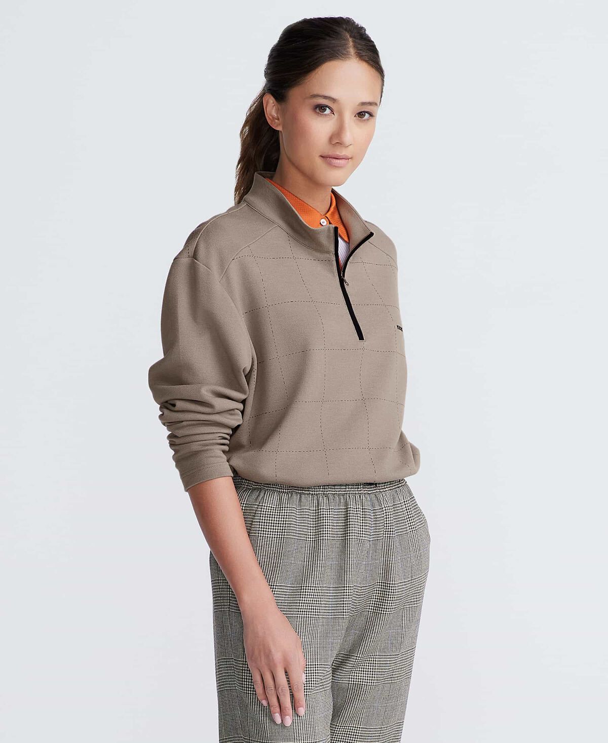 Unisex Windowpane 1/4 Zip Pullover 