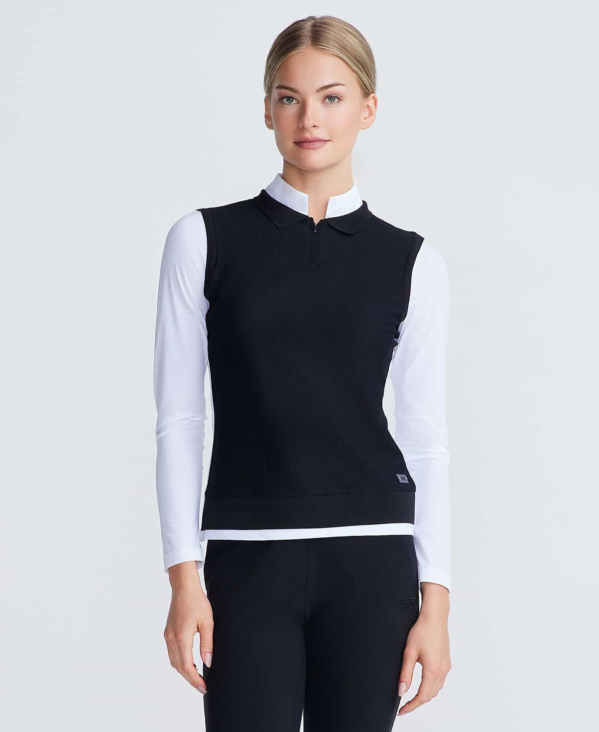 Women's Two-in-One Knitted Vest Mock Neck 