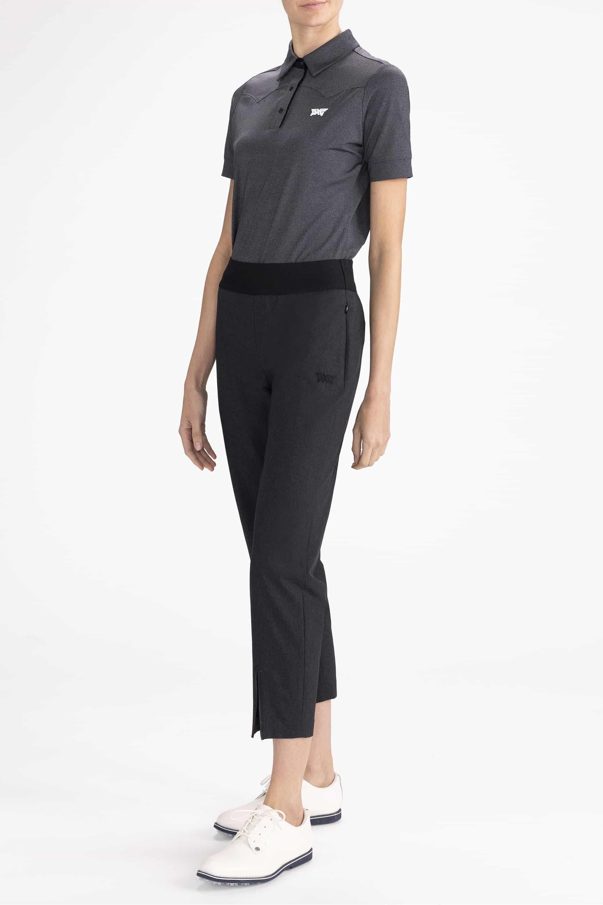 Mango jersey pants with front slit in black | ASOS