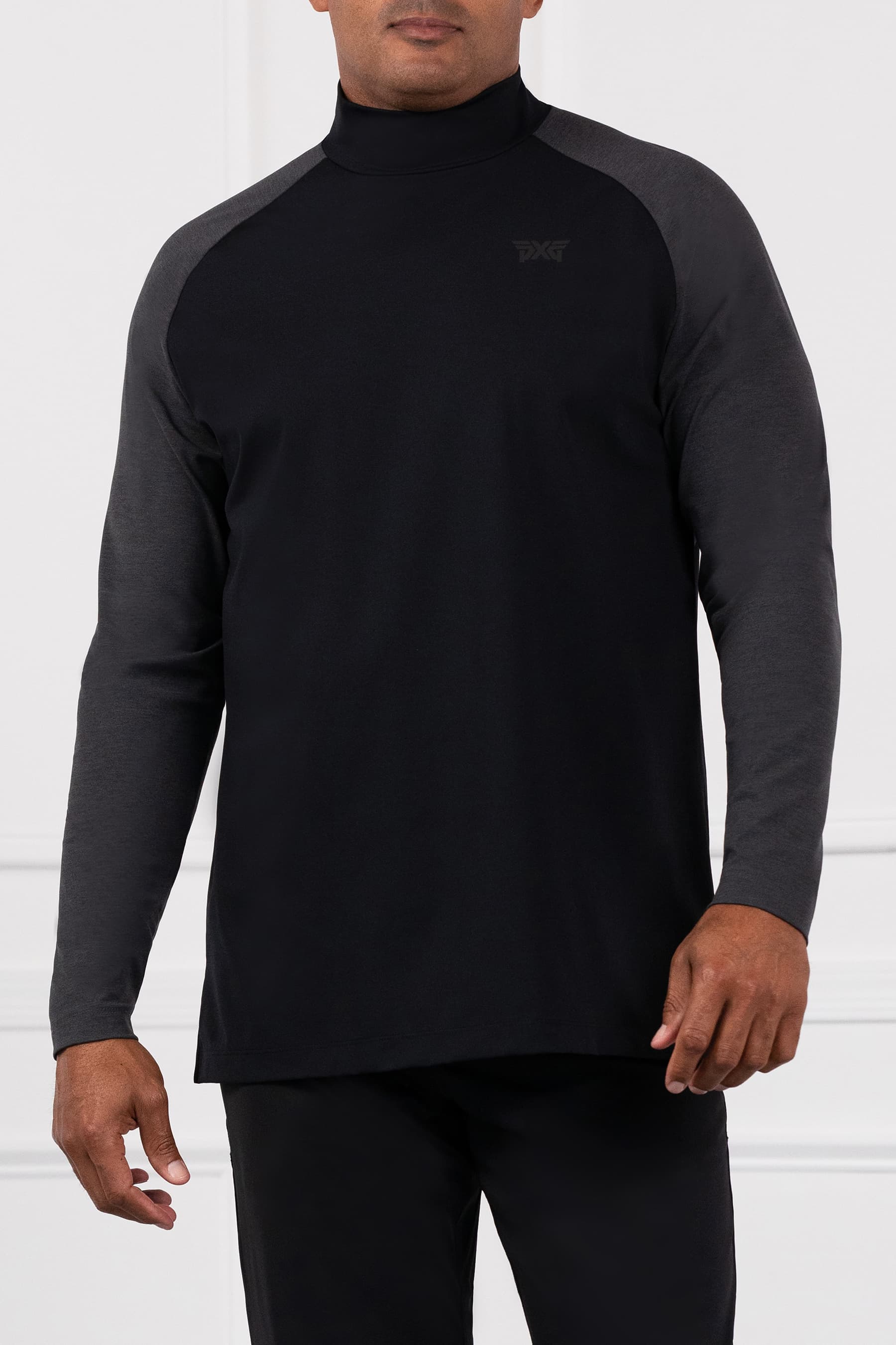PXG Men's Hooded Long Sleeve Raglan Top Black | Size Medium